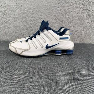 Nike Shox NZ Leather Men's 10 White Blue Silver Running Sneakers 501524-144 Rare
